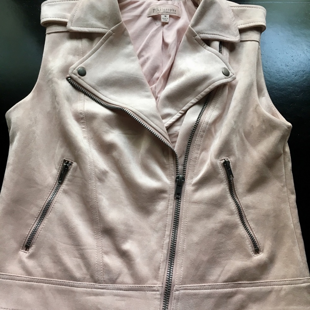 Philosophy light pink suede vest Medium EUC - Picture 3 of 7